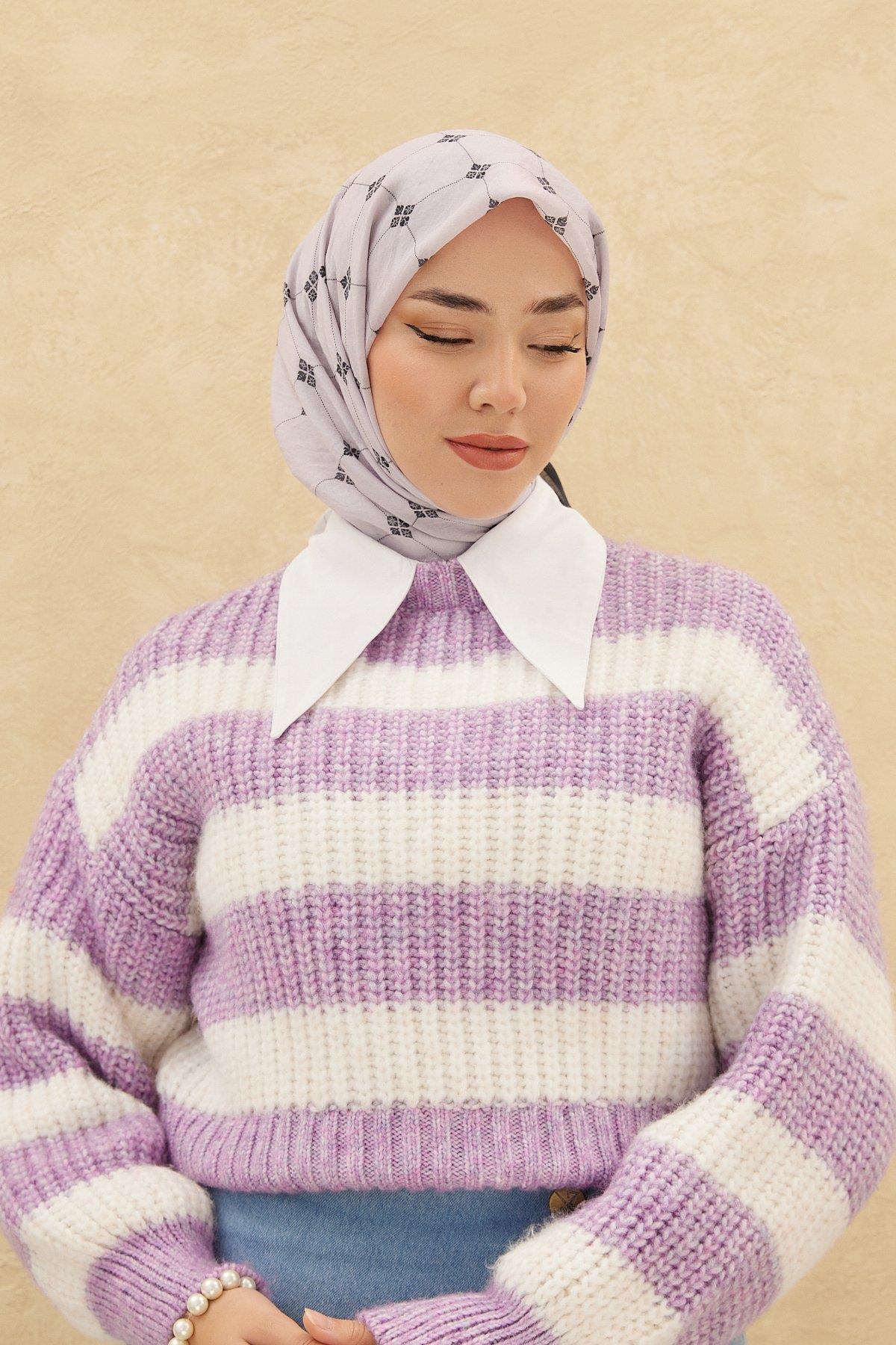 Silk Home Olinda Eşarp - Açık Lila Lacivert