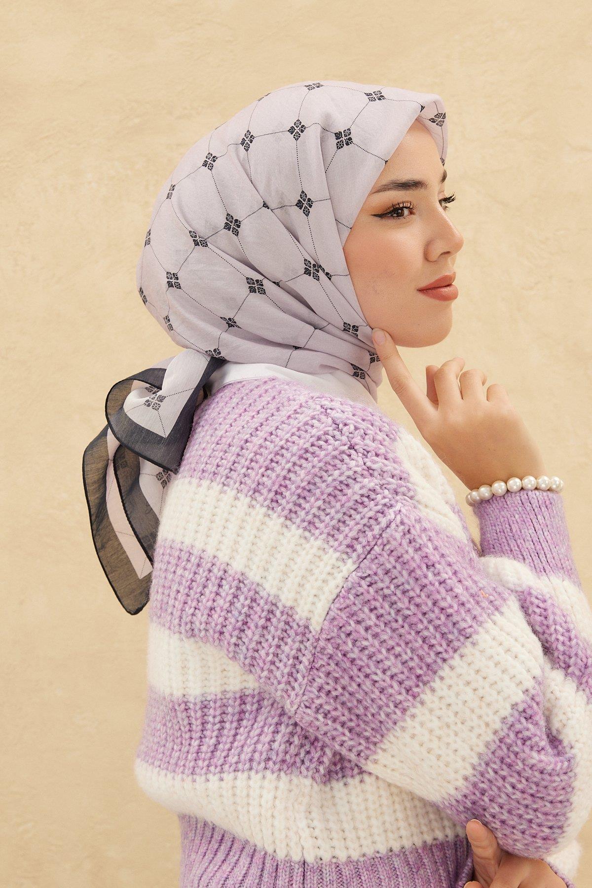 Silk Home Olinda Eşarp - Açık Lila Lacivert