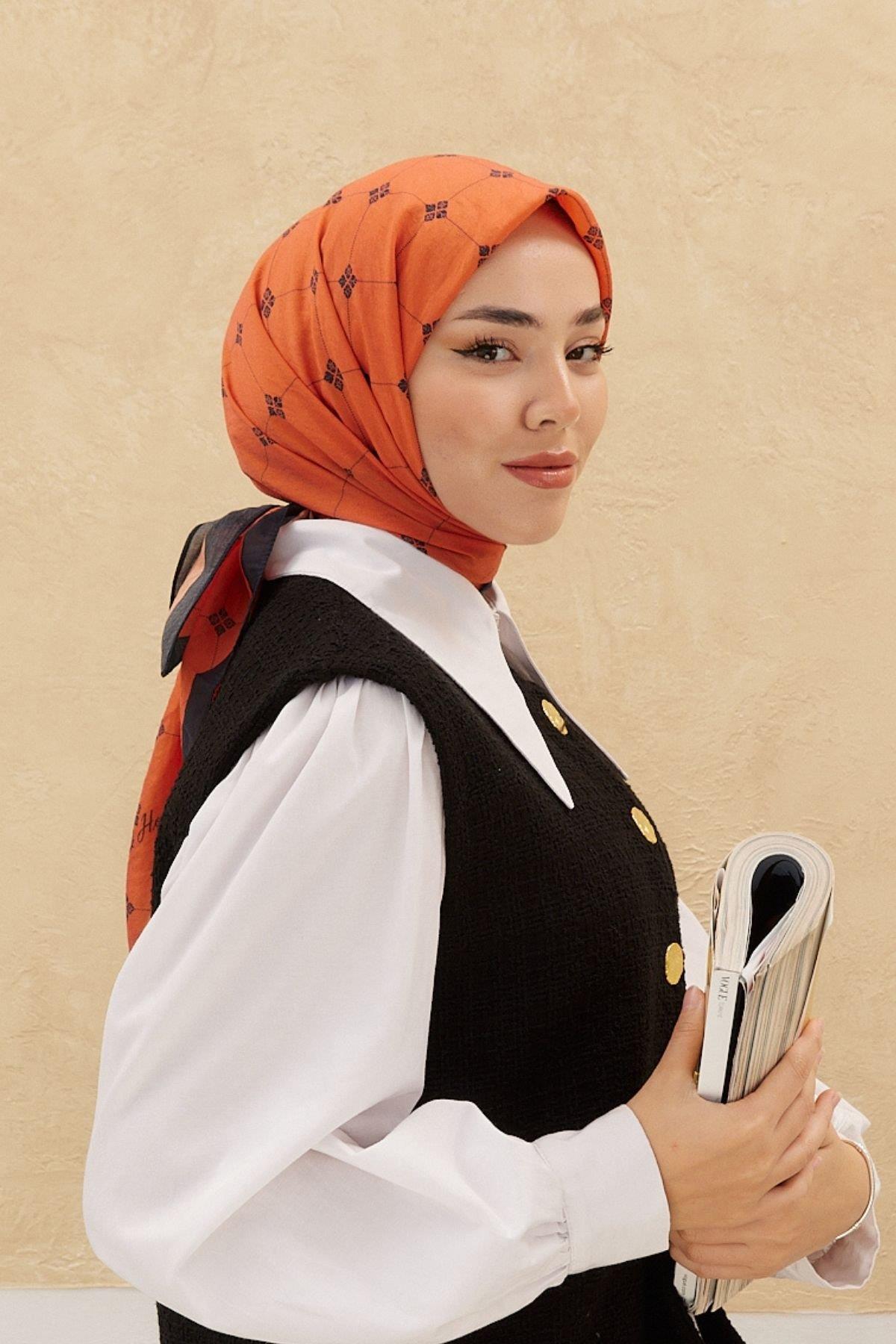 Silk Home Olinda Eşarp - Turuncu Siyah