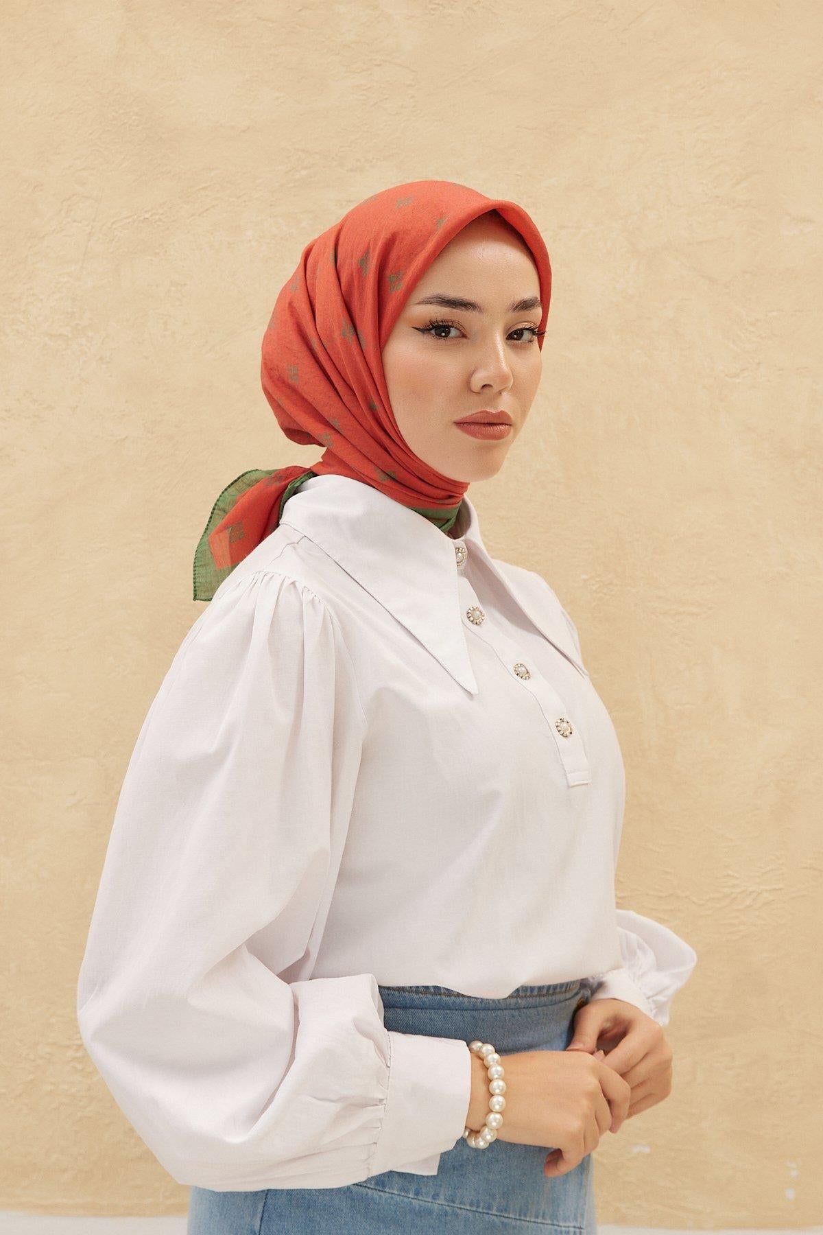 Silk Home Olinda Eşarp - Turuncu Yeşil