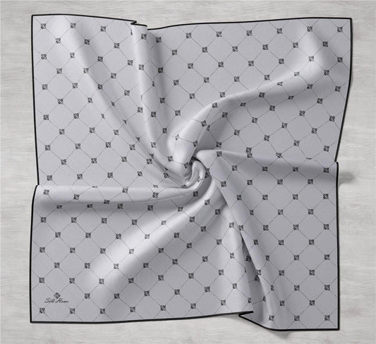 Silk Home Twill İpek Eşarp - 11392-23 Gümüş Siyah