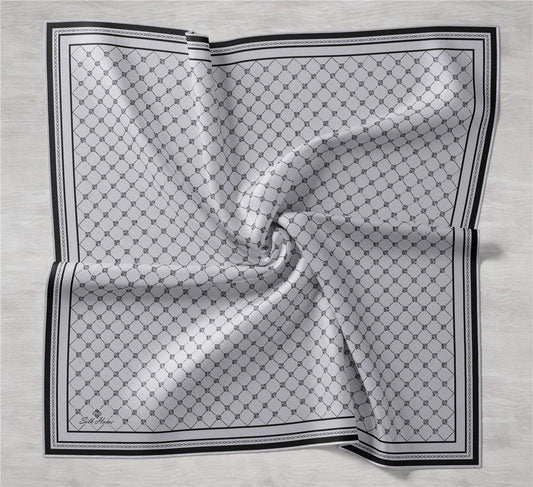 Silk Home Twill İpek Eşarp - 11393-17 Gümüş Siyah
