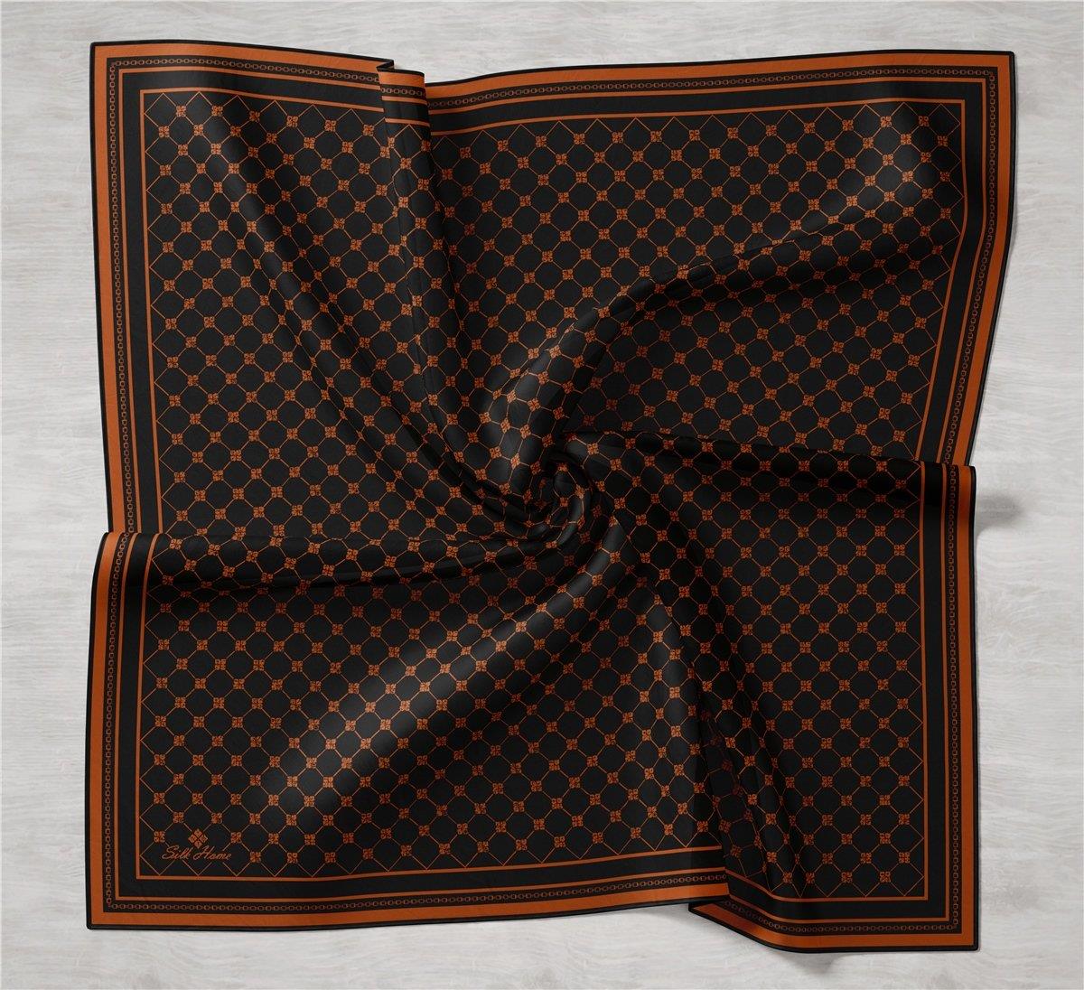 Silk Home Twill İpek Eşarp - 11393-28 Siyah Bakır