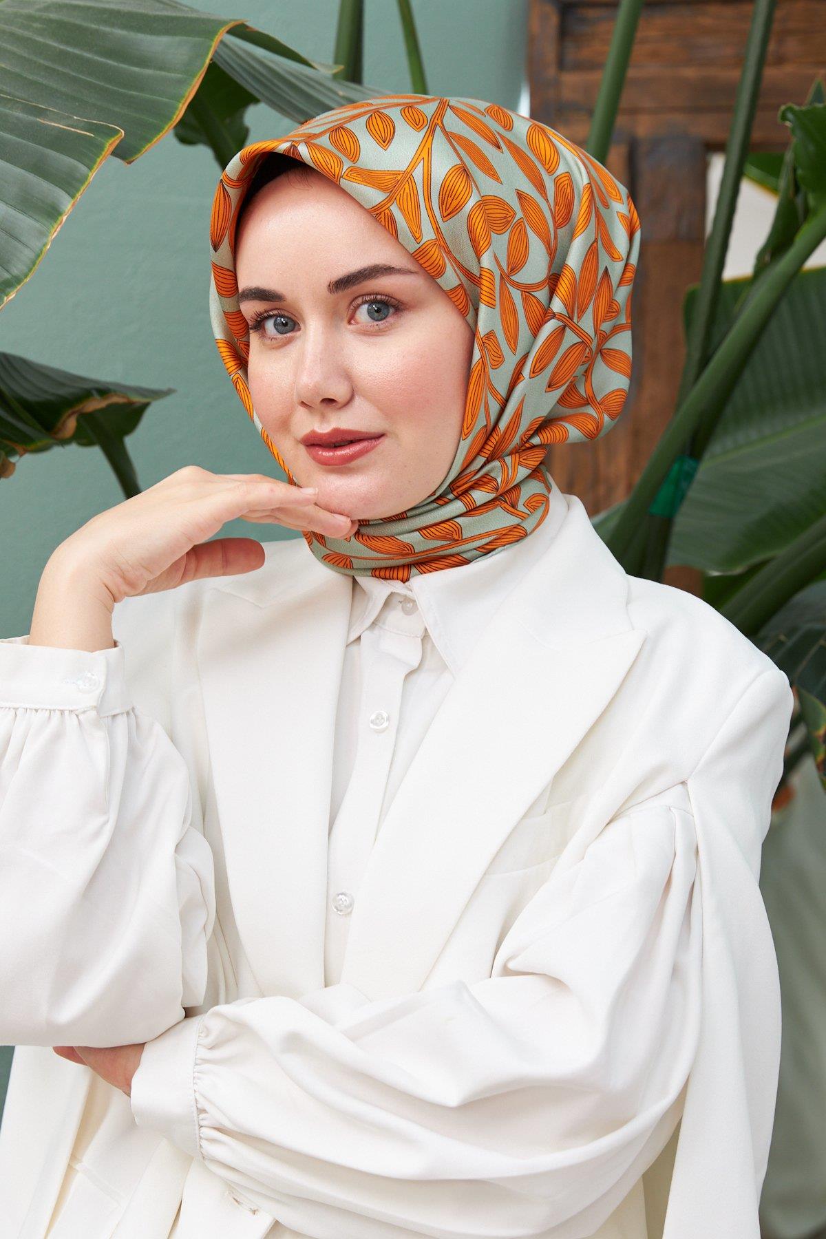 Silk Home Twill İpek Eşarp - 11397-49 Çağla Turuncu