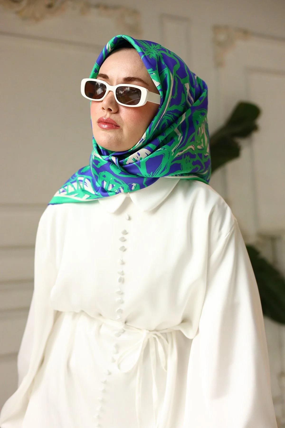 Silk Home Twill İpek Eşarp - 11419-66 Yeşil Mor