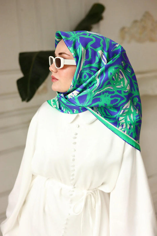 Silk Home Twill İpek Eşarp - 11419-66 Yeşil Mor
