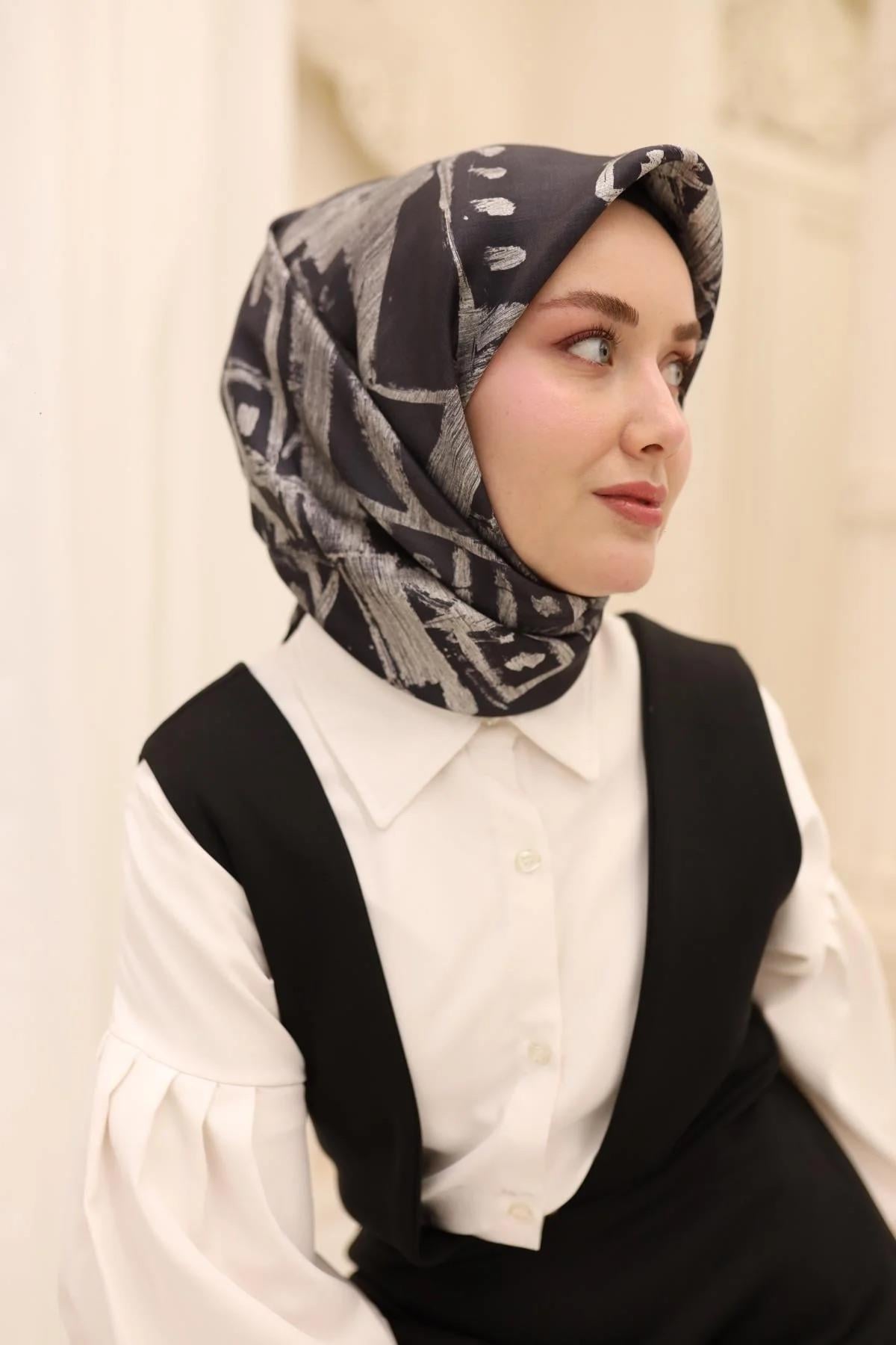 Silk Home Twill İpek Eşarp - 11462-05 Füme Gri