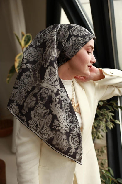 Silk Home Twill İpek Eşarp - 11468-03 Siyah Gri