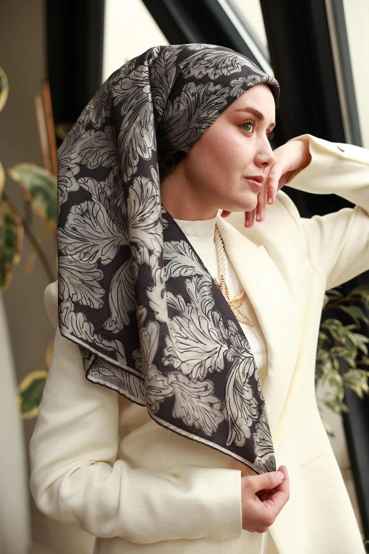 Silk Home Twill İpek Eşarp - 11468-03 Siyah Gri