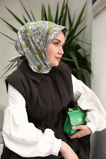 Silk Home Twill İpek Eşarp - 11468-08 Yeşil
