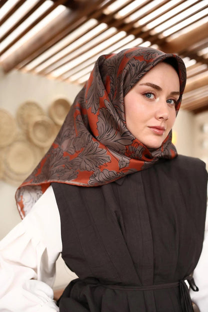 Silk Home Twill İpek Eşarp - 11468-23 Kiremit