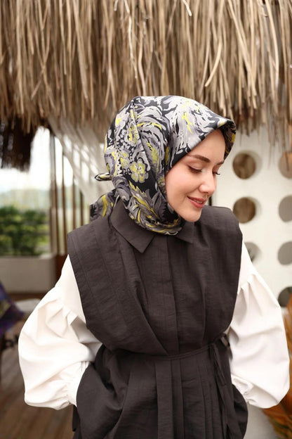 Silk Home Twill İpek Eşarp - 11469-44 Siyah Sarı
