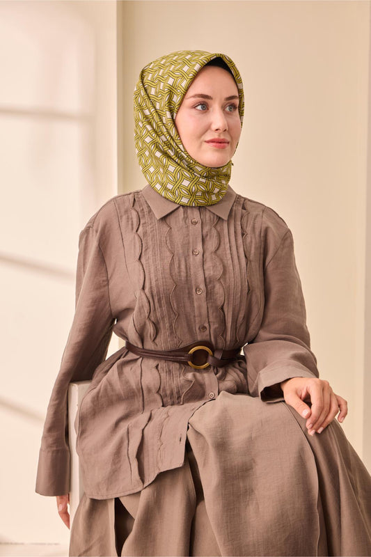Silk Home Twill İpek Eşarp - 11479-04 Fıstık