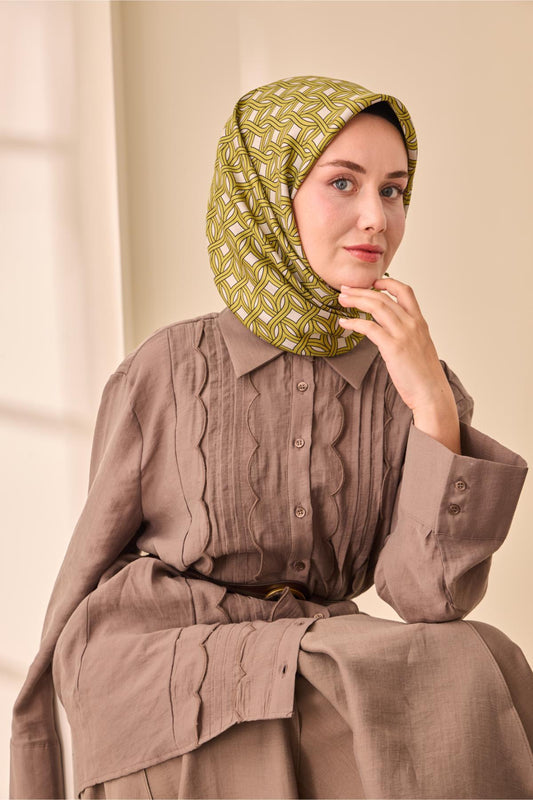 Silk Home Twill İpek Eşarp - 11479-04 Fıstık