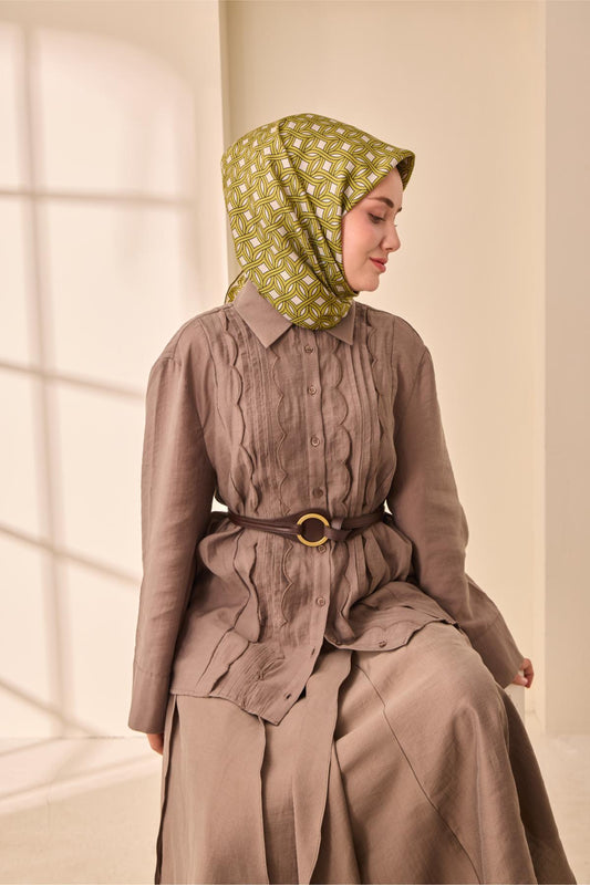 Silk Home Twill İpek Eşarp - 11479-04 Fıstık