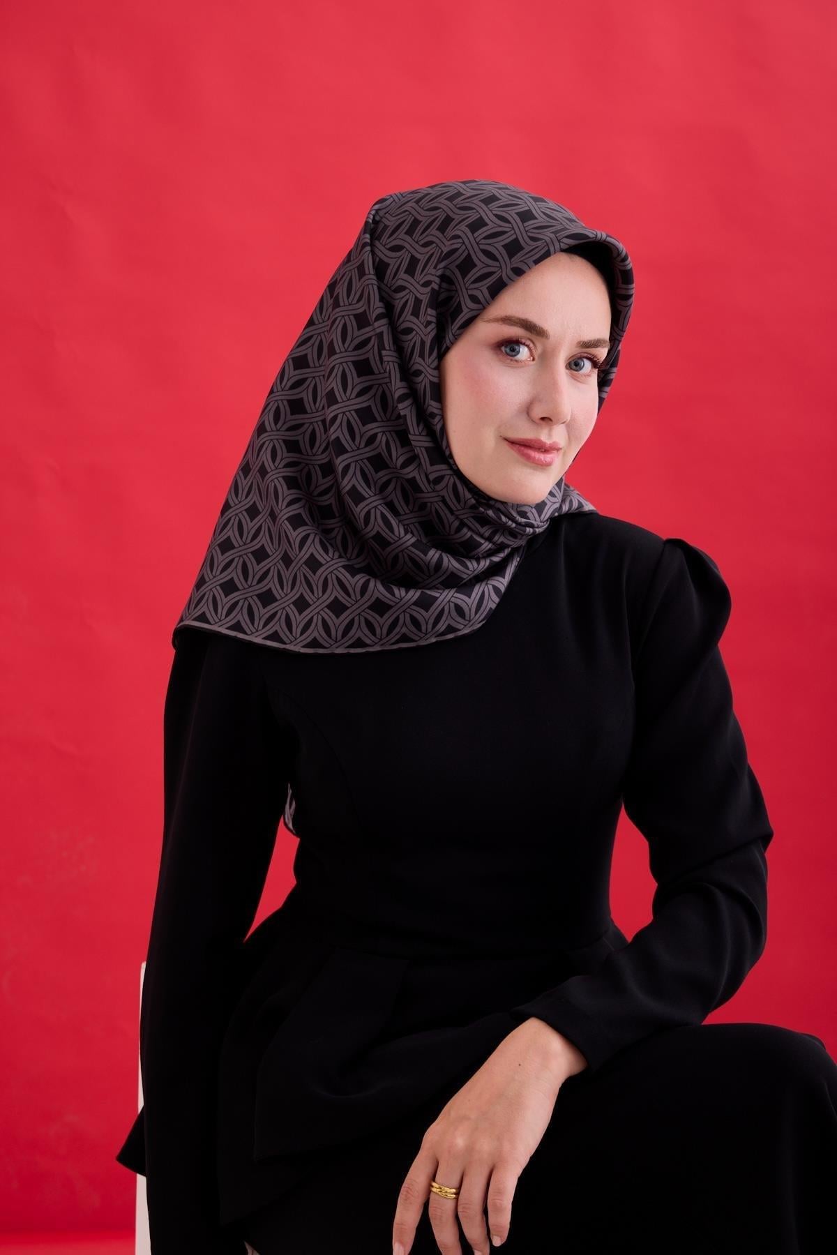 Silk Home Twill İpek Eşarp - 11479-07 Siyah Füme