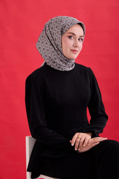 Silk Home Twill İpek Eşarp - 11479-10 Koyu Gri Gümüş