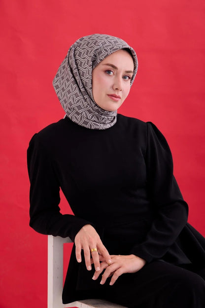 Silk Home Twill İpek Eşarp - 11479-10 Koyu Gri Gümüş