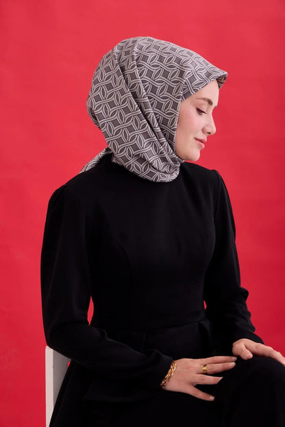 Silk Home Twill İpek Eşarp - 11479-10 Koyu Gri Gümüş