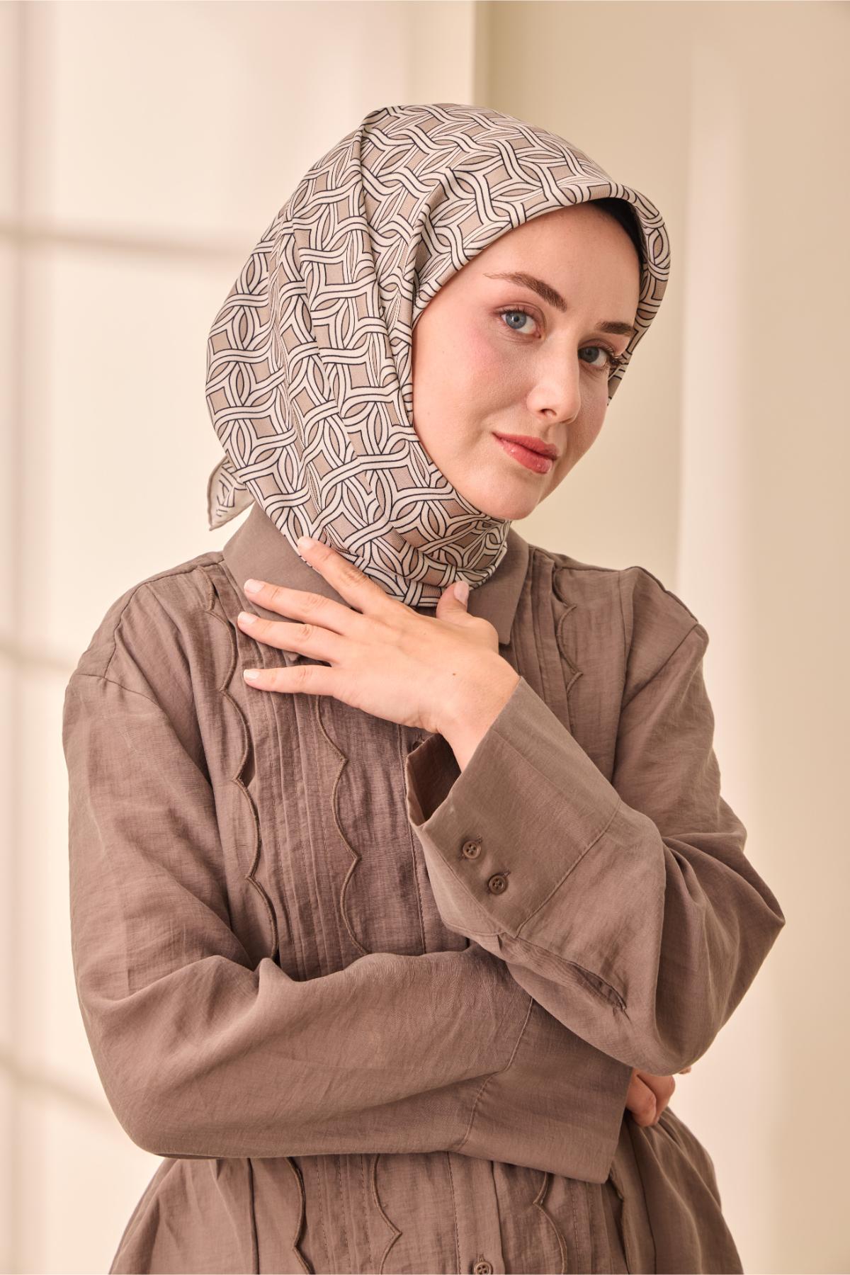Silk Home Twill İpek Eşarp - 11479-13 Vizon Ekru