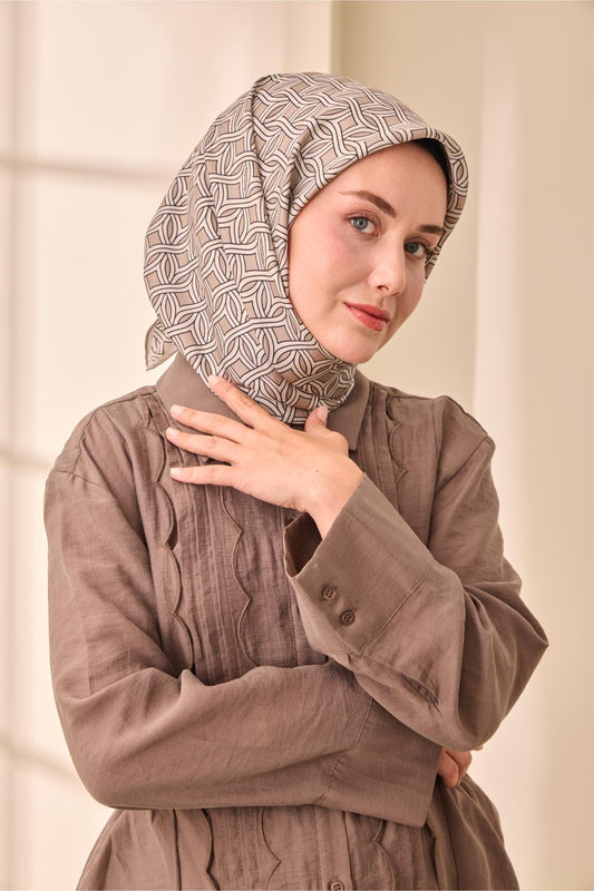 Silk Home Twill İpek Eşarp - 11479-13 Vizon Ekru