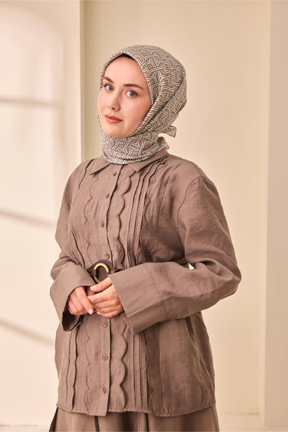 Silk Home Twill İpek Eşarp - 11479-13 Vizon Ekru