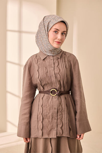 Silk Home Twill İpek Eşarp - 11479-13 Vizon Ekru