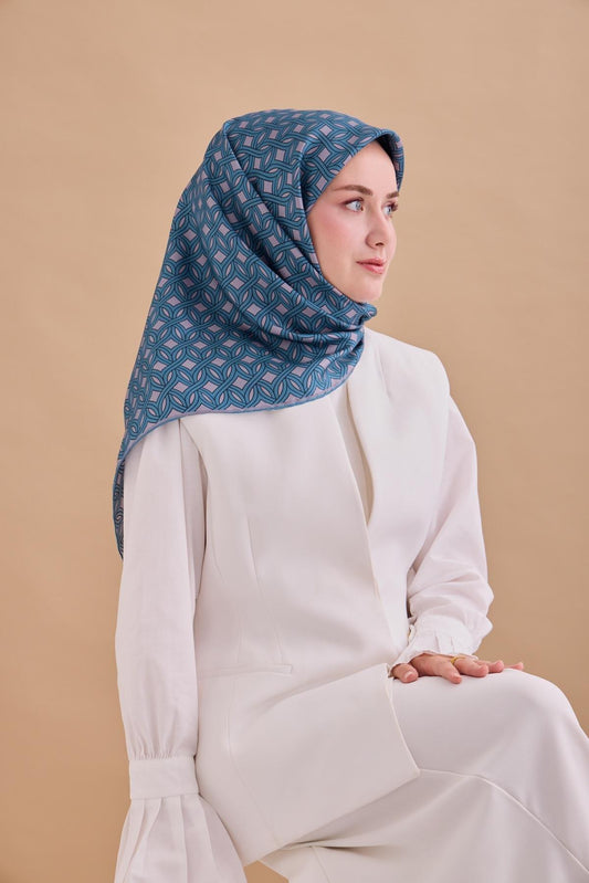 Silk Home Twill İpek Eşarp - 11479-19 Petrol