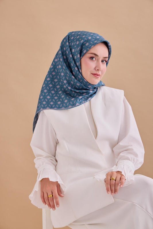Silk Home Twill İpek Eşarp - 11479-19 Petrol