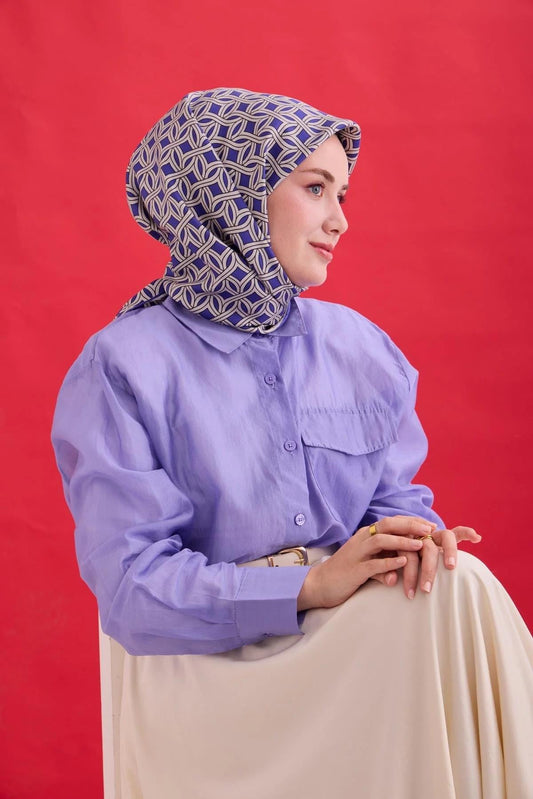 Silk Home Twill İpek Eşarp - 11479-33 Morcivert Gümüş
