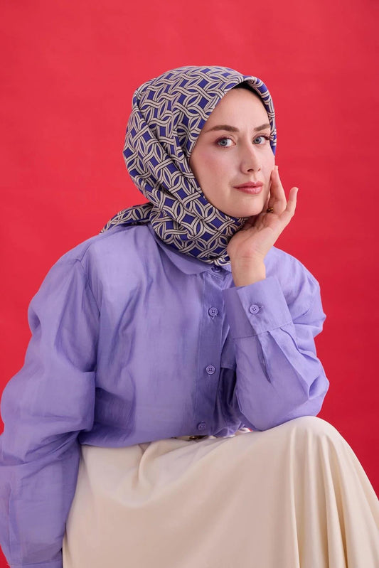 Silk Home Twill İpek Eşarp - 11479-33 Morcivert Gümüş