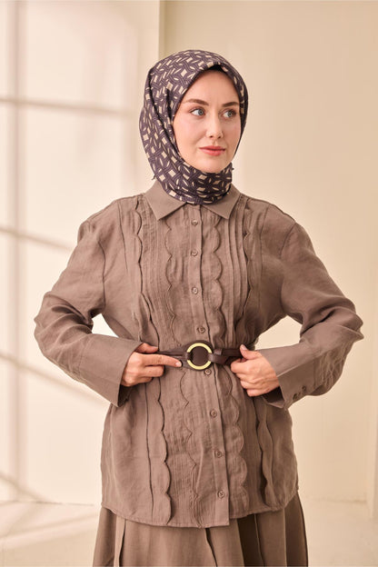 Silk Home Twill İpek Eşarp - 11479-35 Vizon