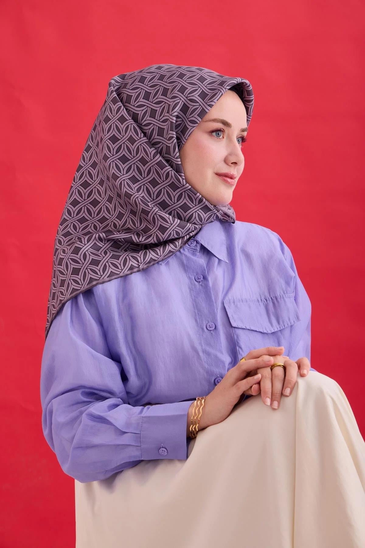 Silk Home Twill İpek Eşarp - 11479-36 Koyu Mor