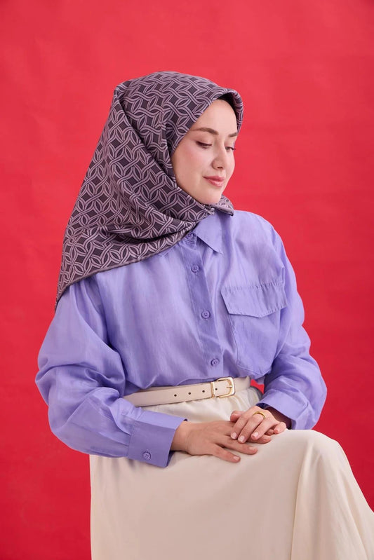 Silk Home Twill İpek Eşarp - 11479-36 Koyu Mor