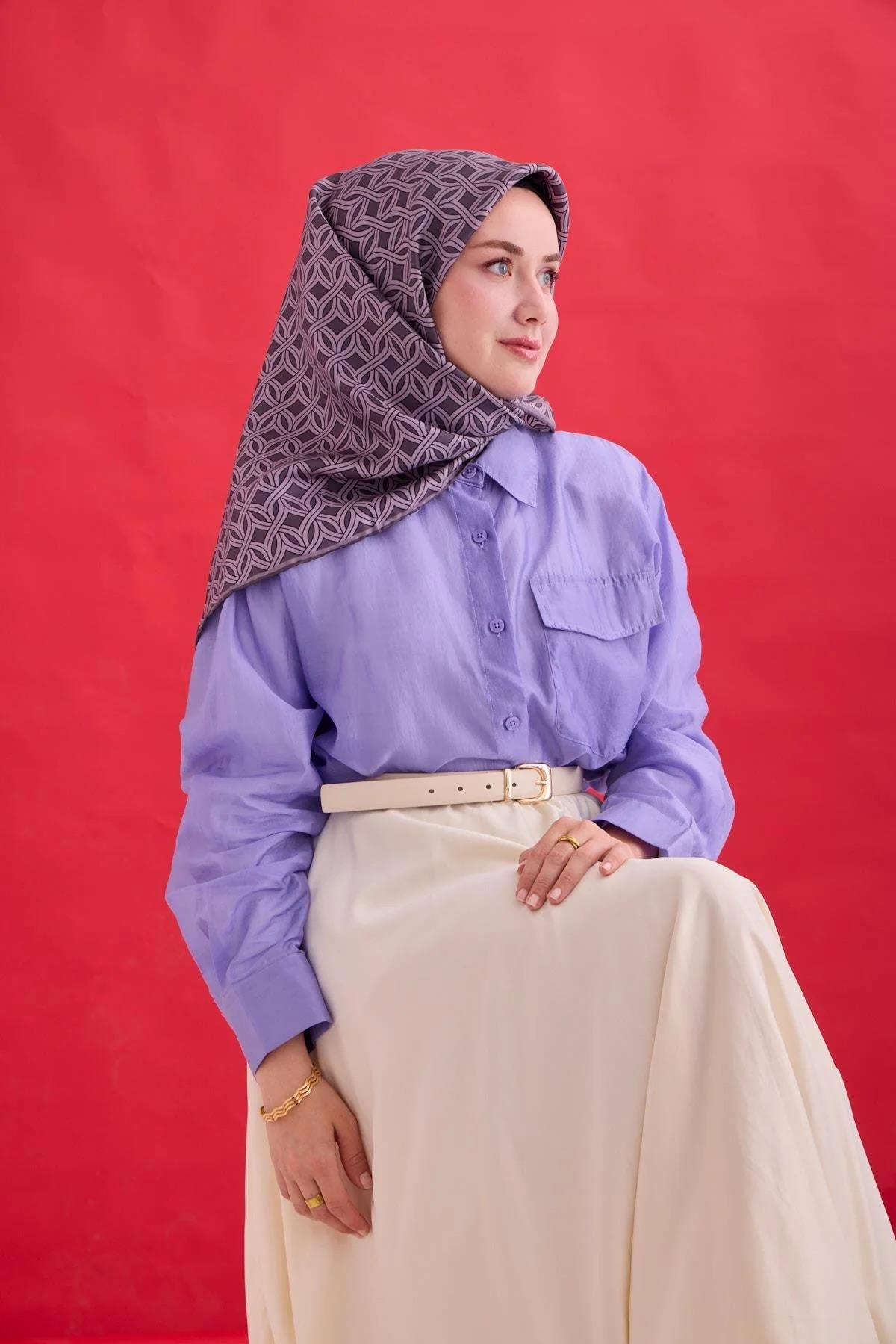 Silk Home Twill İpek Eşarp - 11479-36 Koyu Mor