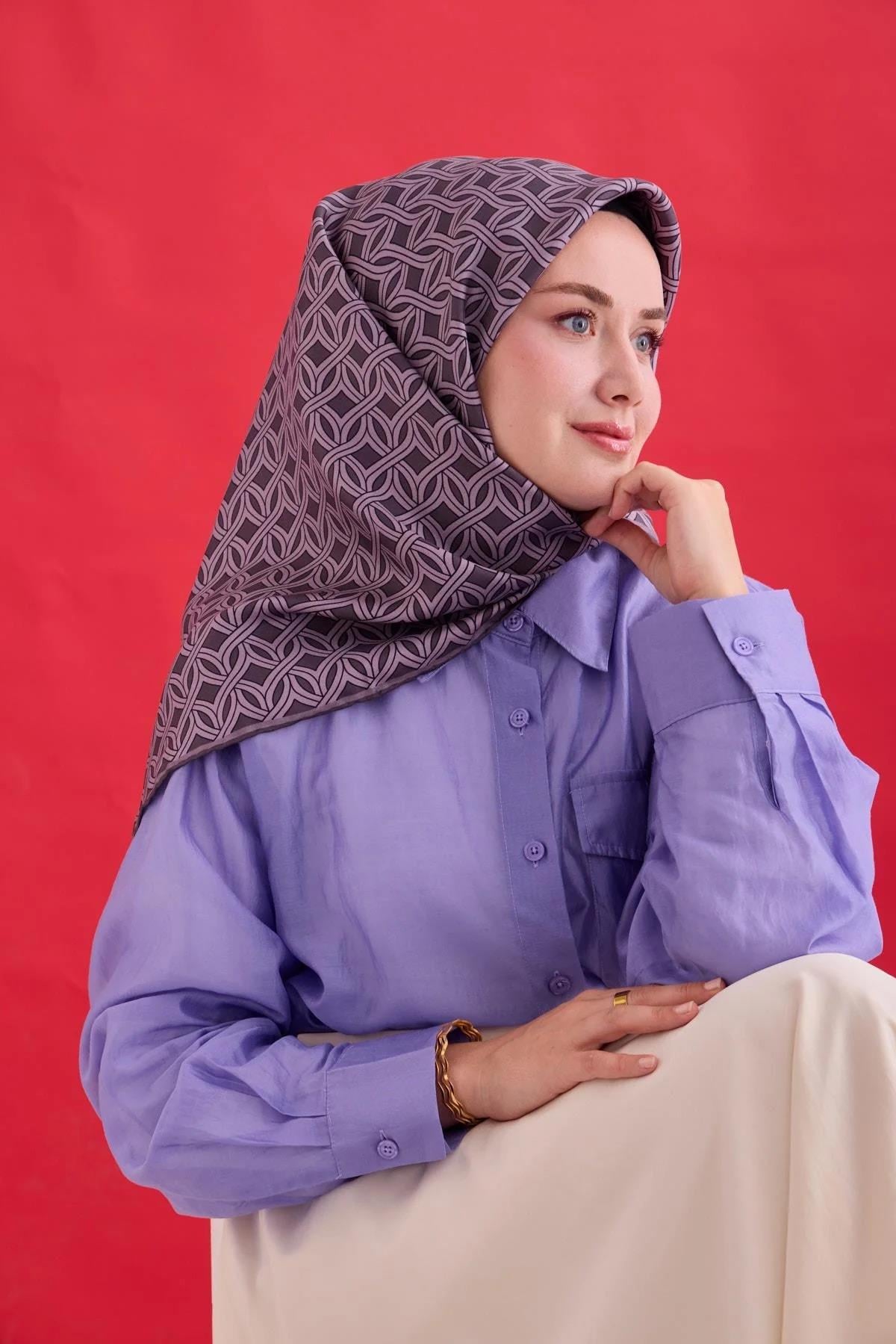 Silk Home Twill İpek Eşarp - 11479-36 Koyu Mor