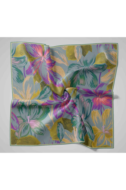 Silk Home Twill İpek Eşarp - 11480-51 Metalik Gri Yeşil
