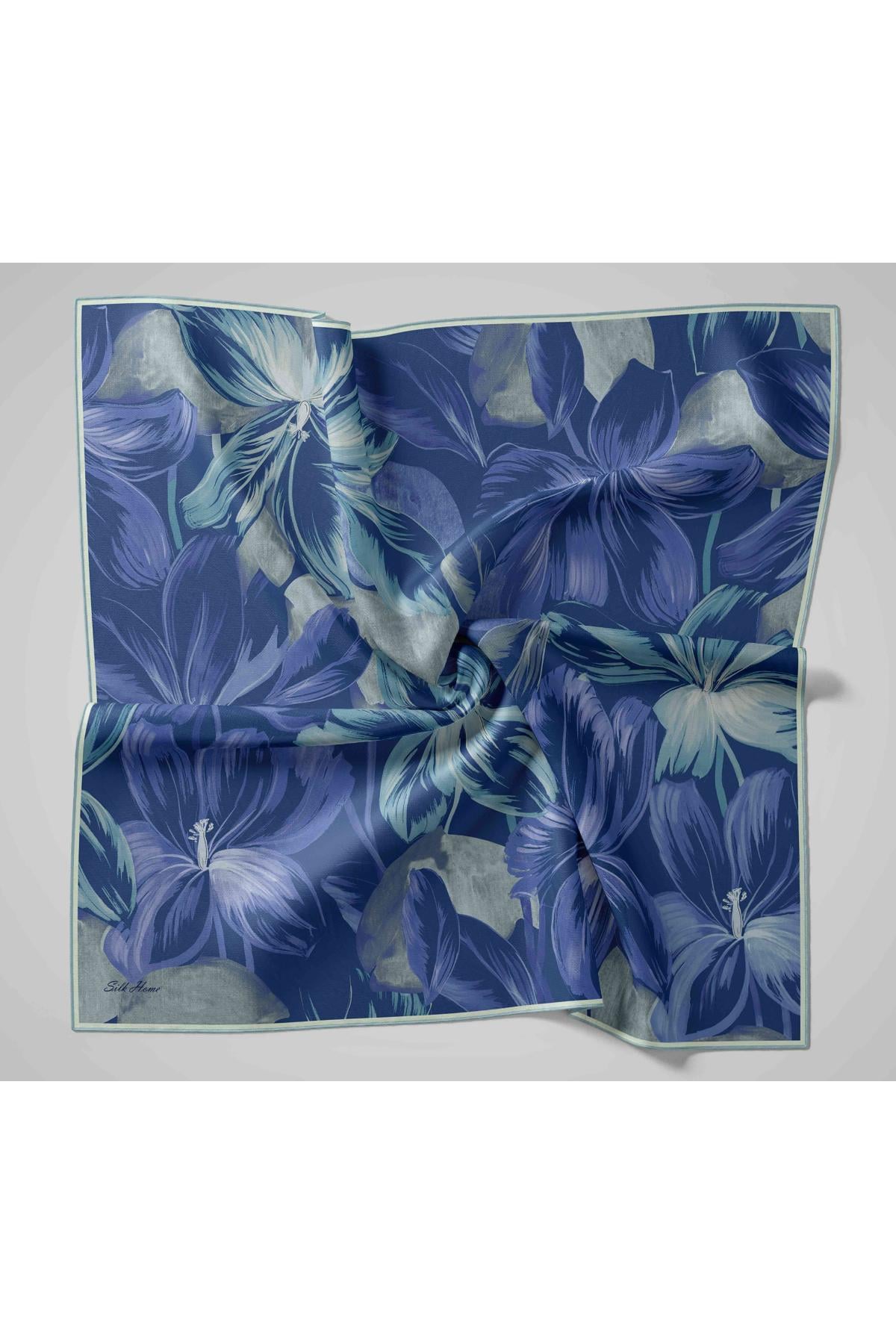 Silk Home Twill İpek Eşarp - 11480-56 Lacivert Gri