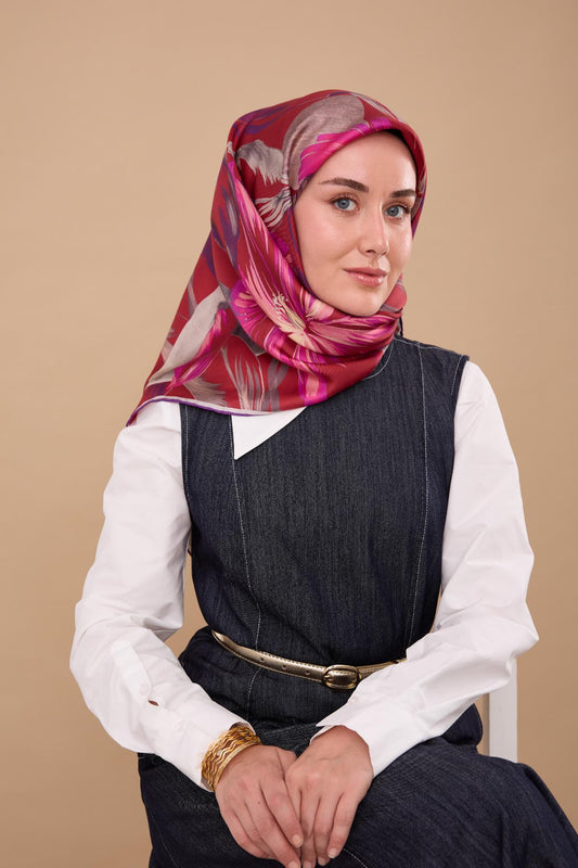 Silk Home Twill İpek Eşarp - 11480-60 Bordo