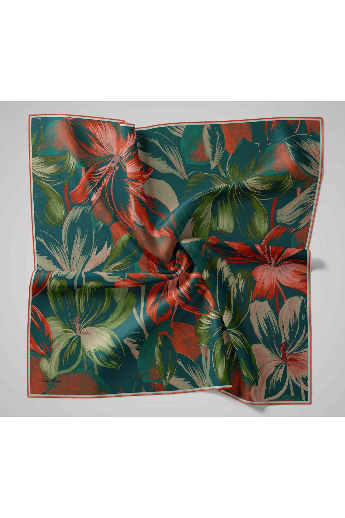 Silk Home Twill İpek Eşarp - 11480-68 Petrol Yeşili