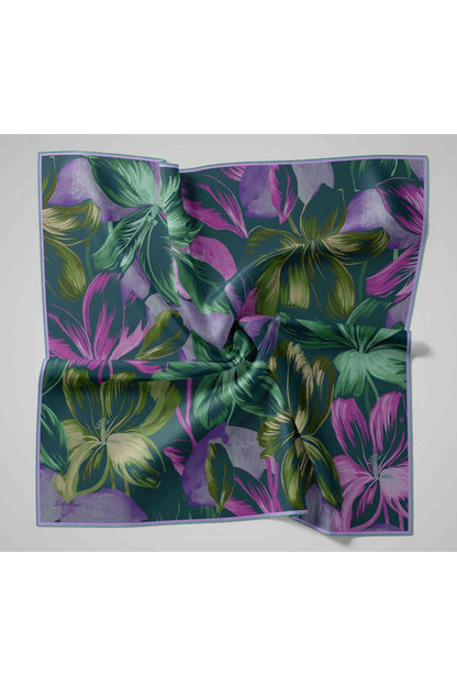 Silk Home Twill İpek Eşarp - 11480-70 Mor Yeşil