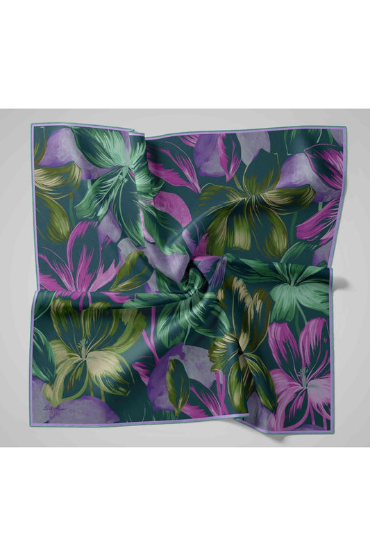Silk Home Twill İpek Eşarp - 11480-70 Mor Yeşil