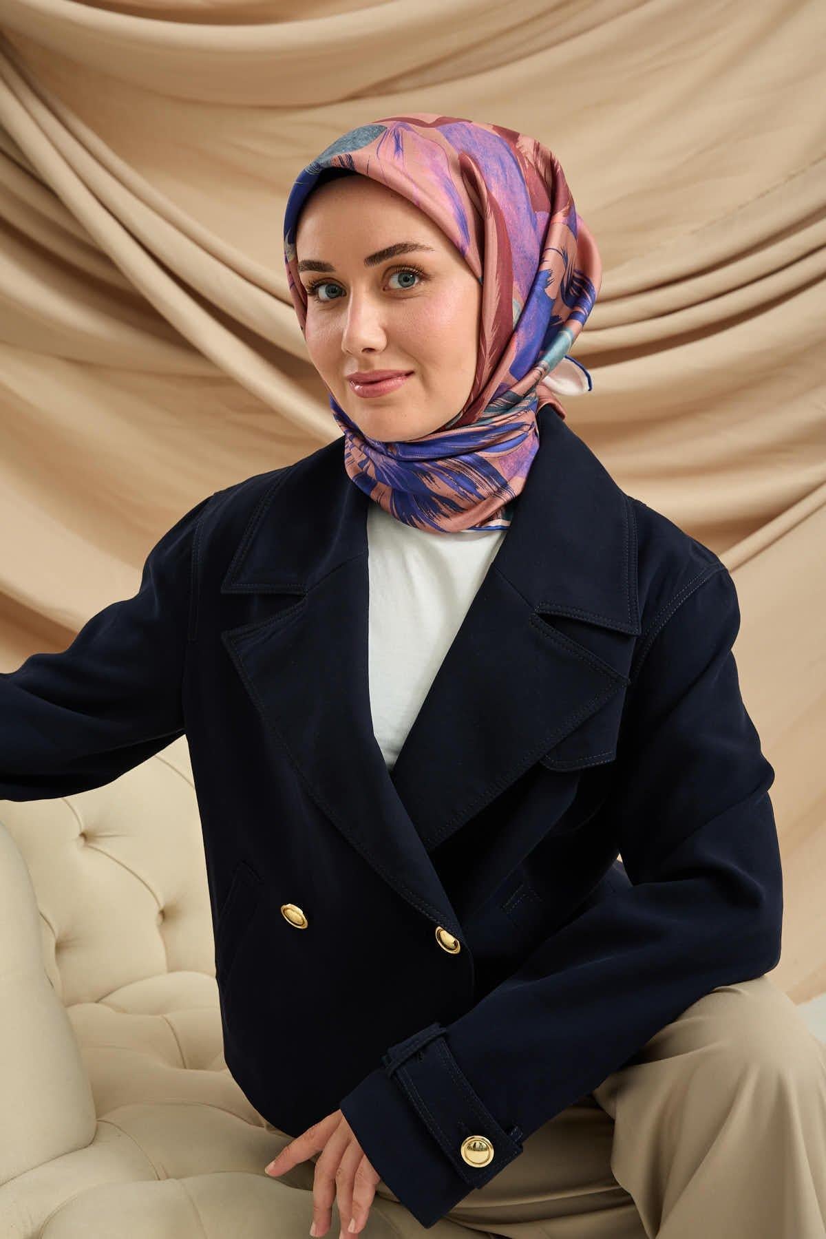 Silk Home Twill İpek Eşarp - 11480-75 Saks Vizon