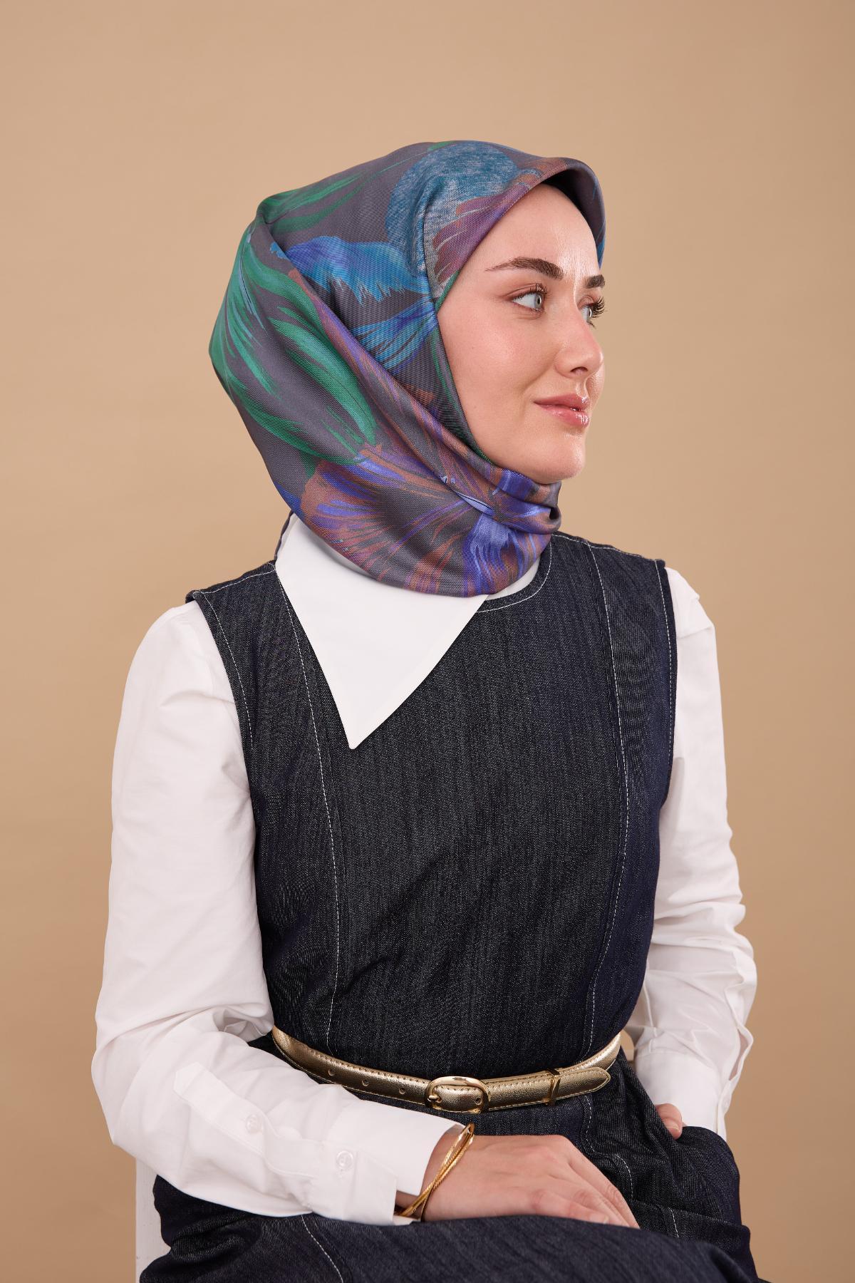 Silk Home Twill İpek Eşarp - 11480-77 Füme