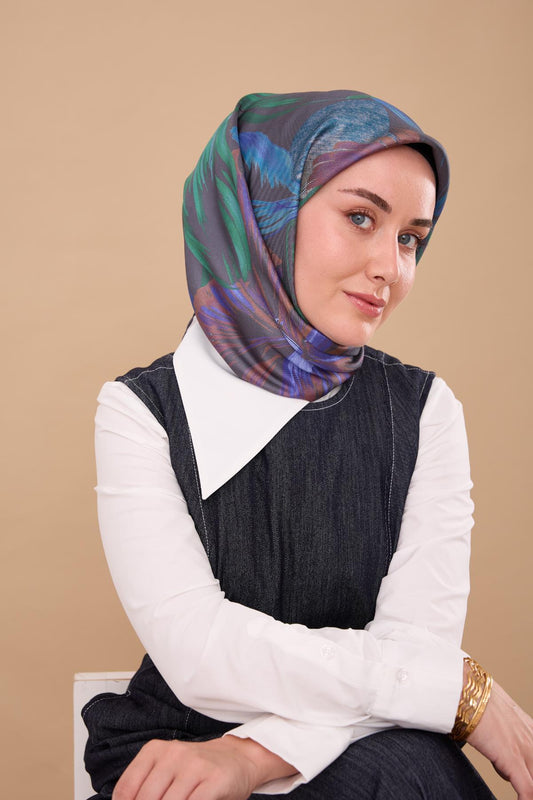 Silk Home Twill İpek Eşarp - 11480-77 Füme