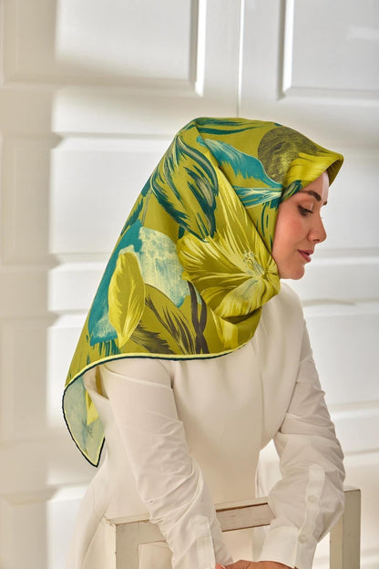 Silk Home Twill İpek Eşarp - 11480-80 Yağ Yeşili
