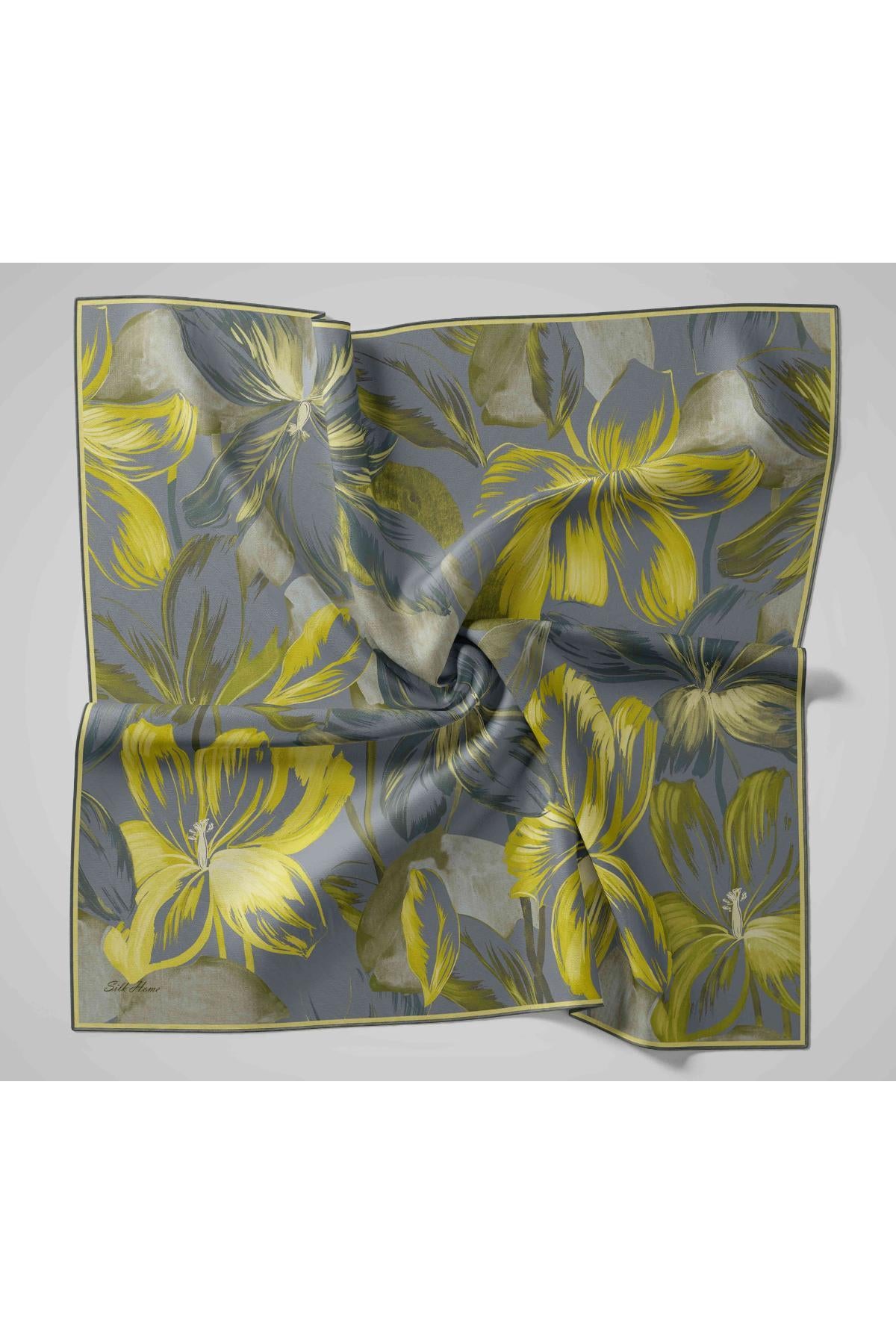 Silk Home Twill İpek Eşarp - 11480-82 Füme Yeşil