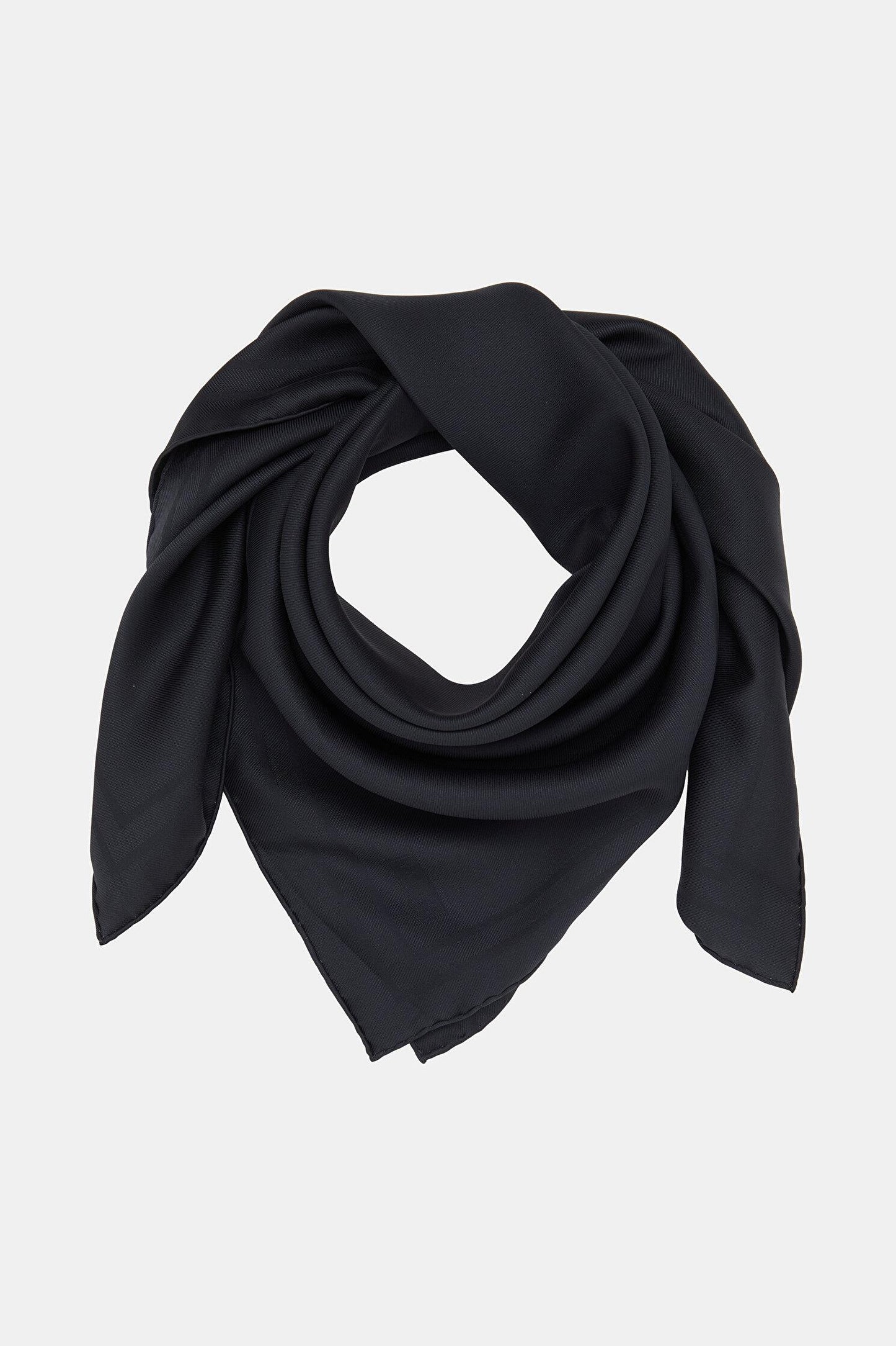 Vakko Jakarlı Twill İpek Eşarp - Çerçeve - Lacivert
