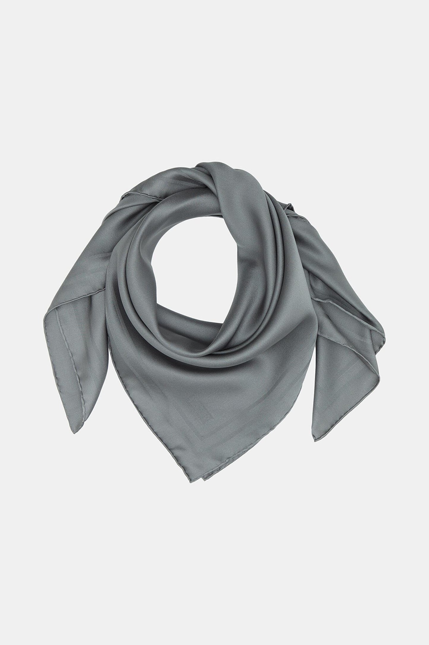 Vakko Jakarlı Twill İpek Eşarp - Çerçeve - Füme