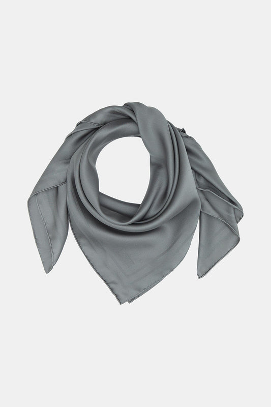Vakko Jakarlı Twill İpek Eşarp - Çerçeve - Füme